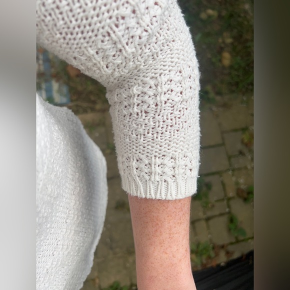 White Cotton Blend Knit Sweater - Picture 6 of 9